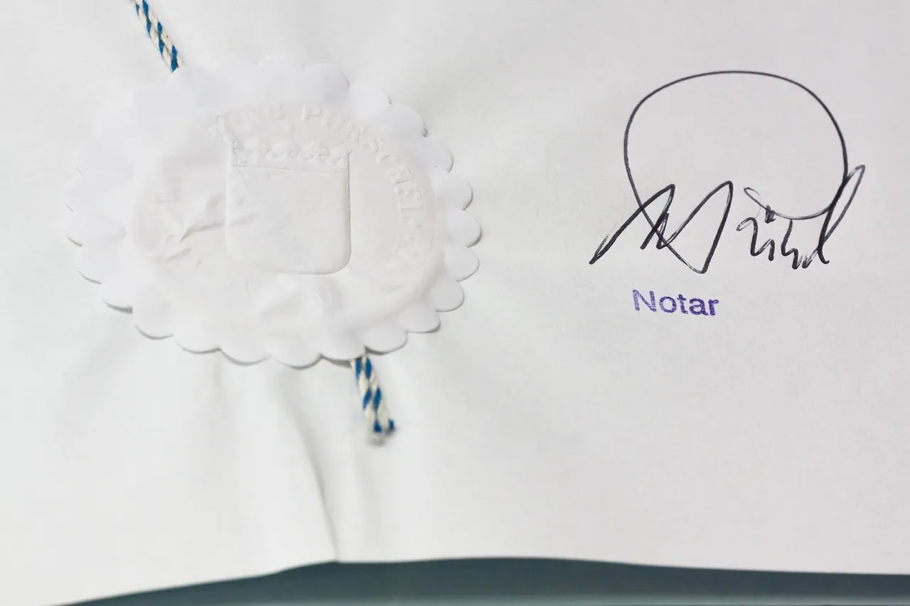 Certificate, bavaria, notary, authentication. Stock photo illustrating a guide to Section 16 insiders.